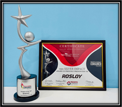 Rosloy has been awarded�Champion Brand Of The Year�in the chronic segment by Pronto Consult Consumer Award 2022